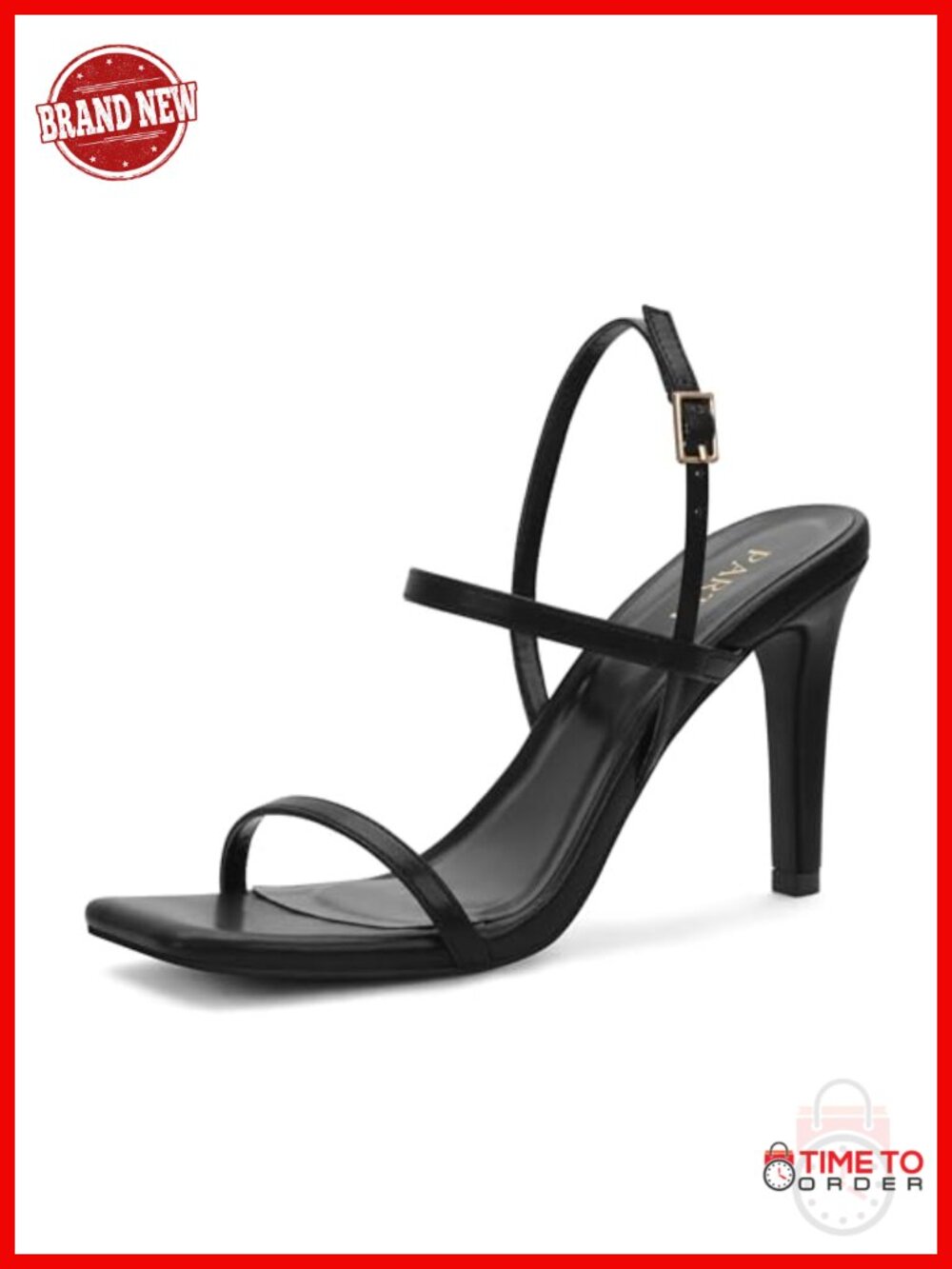 Women's Strappy Square Toe High Heel Sandals Faux Leather Ankle Strap Padded